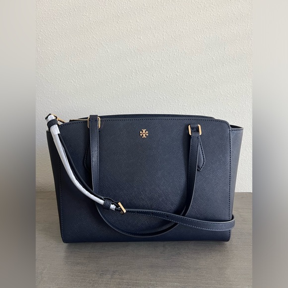 Tory Burch Women's Emerson Small Top Zip Tote, Tory Navy (One Size, Tory Navy) - Picture 6 of 8